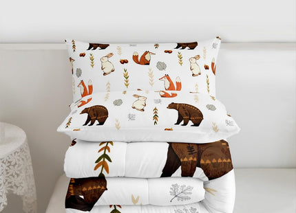 Feelyou Jungle Animal Comforter Set Twin Size Cute Bear Bedding Set Cabin