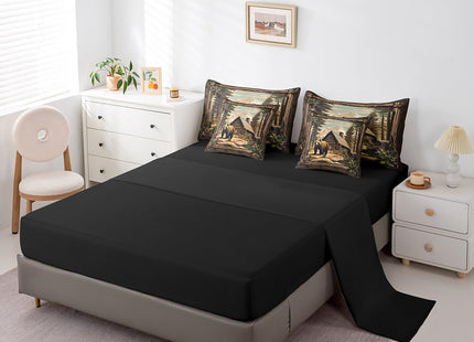 Erosebridal Retro Bear Queen Comforter Set with Sheets 7 Piece Lodge Cabin Country Bedding Sets Rustic Farmhouse Hunting Animal Bed in A Bag for Kids Adults Men,Woodland Wildlife Bed Set