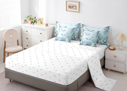 Ursine Seal 7 Piece Comforter Set Full Bed in a Bag,Teal Blue Ocean Beach Coastal Bedding Set Starfish Octopus Tentacles Sheet Sets with Comforter Creature Coral Bed Set,Kawaii Fish Room Decor