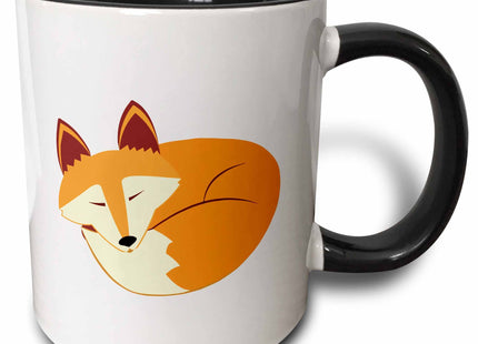 3dRose Cute Sleeping Red Fox 11oz Two-Tone Black Mug