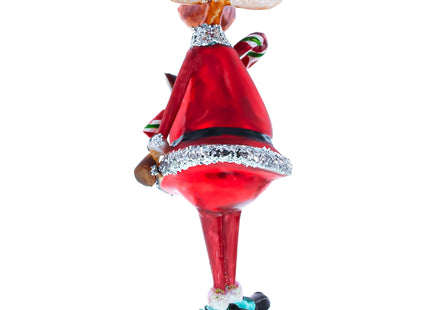 Chubby Moose Glass Christmas Ornament