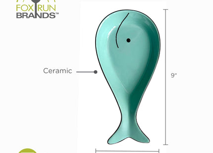 Fox Run Spoon Rest, Cute Whale Ceramic Spoon and Spatula Rest for Kitchen