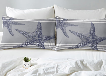 Feelyou Starfish Beach Bedding Set Twin Size Coastal Beach Ocean Comforter Cover Set for Boys Girls Teal Blue Duvet Cover Breathable Ocean Marine Bedspread Cover Room Decor Summer Holiday Quilt Cover