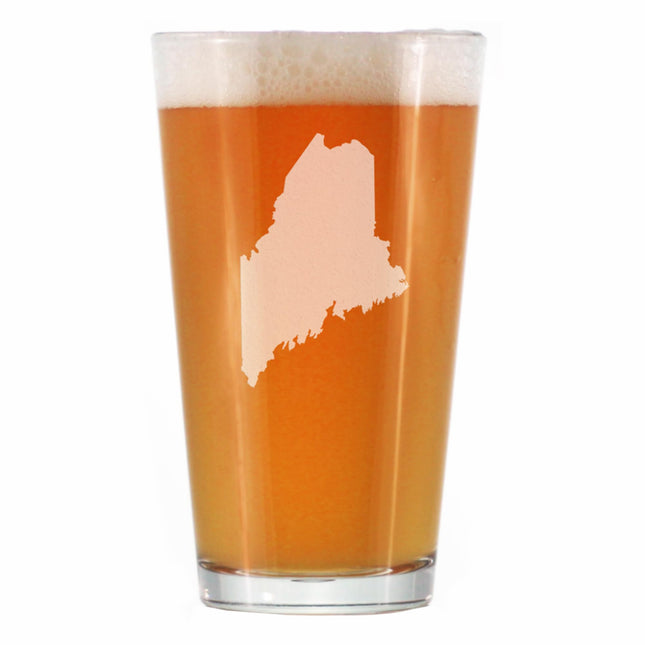 Bevvee Maine State Outline Pint Glass for Mainers - 16 oz