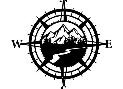 Resama Black Metal Mountain Nautical Compass Wall Decor