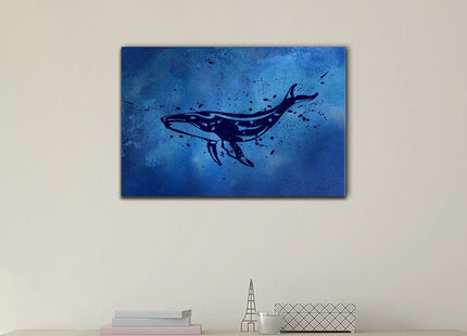 wall26 - Canvas Wall Art - Abstract Whale Swimming Under Deep Ocean - Gallery Wrap Modern Home Art | Ready to Hang - 24x36 inches