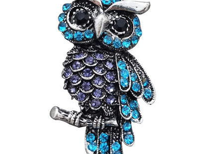 Exquisite Rhinestone Owl Brooch Cute Animal Full Crystal Owl Brooch Pin for Women Christmas Enamel Xmas Party Decor Gift (L:Anti-silver Owl)