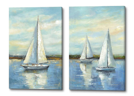 Ocean Coastal Canvas Wall Art: 2 Piece Seaside Artwork Seascape Prints