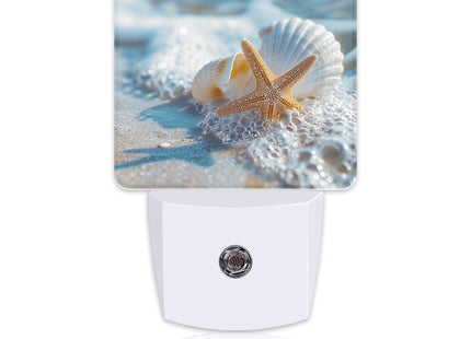 sndheke Starfish Seashell on Beach Night Light Plug into Wall, Summmer Ocean Beach Dusk to Dawn Night Light,0.5w Energy Saving Sleep Friendly Nightlights for Kids Boys Girls Home Decor