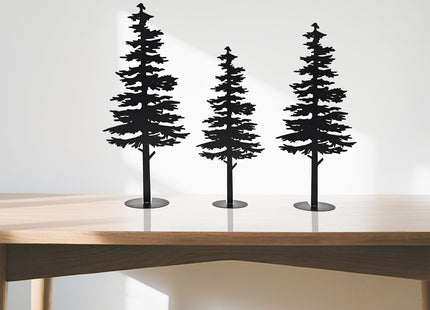 Mavtren Farmhouse Metal Pine Tree Decor - Rustic Cabin Woodland Forest Accent Fireplace Centerpiece Living Room Bedroom Bookshelf Christmas Decorations Set of 3 (Black)