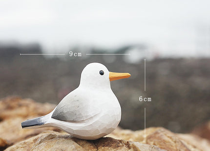 TALKLEK Hand Carved Wooden Seagull Bird Figurine Small Bird Decor for Home Bird Statue for Shelf Decor(Seagull)