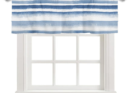 FJWMZ Spring Summer Nautical Coastal Kitchen Curtains Valances for Windows Blue Teal Gray Beach Themed Window Treatments Short Curtain Valance for Living Room Bathroom Window Decor,54x18 Inch