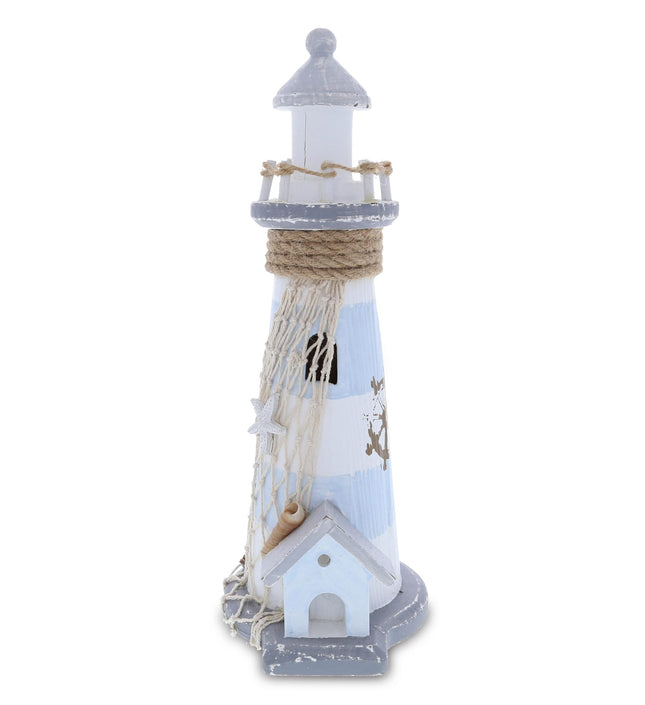 CoTa Global Handcrafted Moonlight Wooden Lighthouse Decor - 11.5 Inches