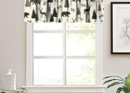Camouflage Forest Curtain Valances,Rustic Country Bear Deer Pinecone Print Window Valance,Farmhouse Style Short Window Treatments for Bedroom Living Room Kitchen,54x18in