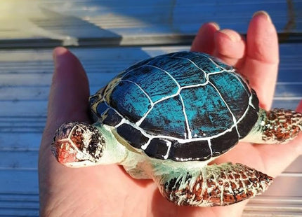 Purple Star Small Turtle Figurine Sea Turtle Decor Little Resin Statue Blue