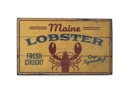 Maine Lobster - HandMade Rustic Wood Sign - 27.5" x 48", Ships USA Only