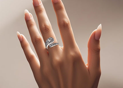 AXOMY Hummingbird Spoon Ring 925 Sterling Silver Adjustable Hummingbird Thumb Rings Hummingbird Jewelry Gift for Women Mother