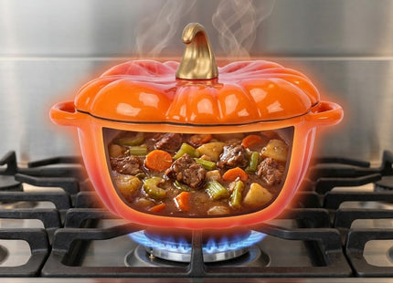 QuliMetal Pumpkin Dutch Oven Set of 2, 4QT and 2QT Pumpkin Pots for Cooking