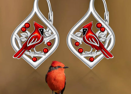 Cardinal Earrings for Women Red Cardinal Earrings Sterling Silver Bird Dangle Drop Jewelry Mothers Day Christmas Memorial Sympathy Valentine's day Gifts