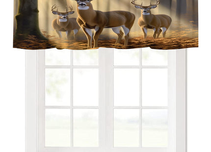 wlsgdsg Rustic Elk Valance Curtain Vintage Country Primitive Forest Lodge Adventure Hunting Deer Animals Window Treatment Valances Curtains for Living Room Bedroom，54x18Inch 1P