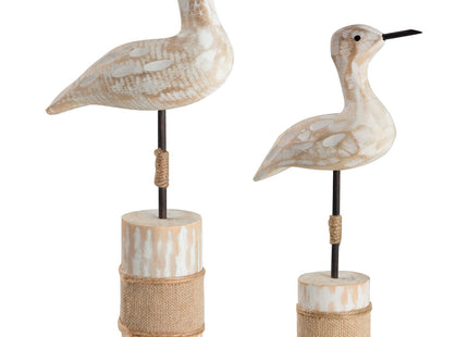 LaLamona White Seagull Statues Nautical Decor, Wooden Sea Bird Statues for Coastal Beach Ocean Home Table Decoration, 2Pcs