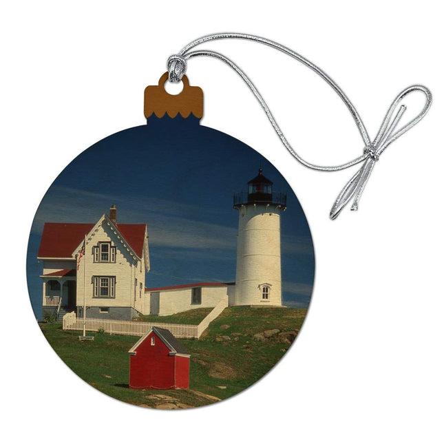 Nubble Lighthouse Maine ME Wood Christmas Tree Holiday Ornament