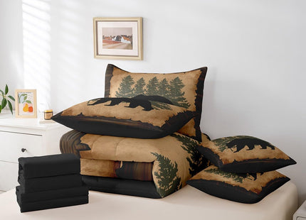 Feelyou Cabin Rustic Bear Comforter Set Queen Size Soft 7 Pieces Farmhouse