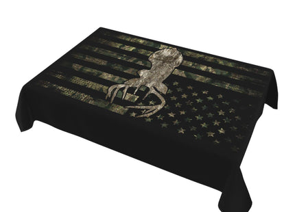 YETTA YANG Retro Patriotic American Flag Deer Waterproof Picnic Party Rectangle Table Cloth Cover Decorations Fabric 54 X 72 Inches Rectangle Tablecloth Home Dining Room Kitchen Decor