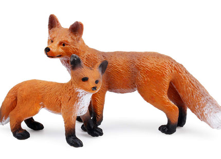 UANDME Fox Toy Figures Set Includes Arctic Fox & Red Foxes Figurines Cake Toppers (5 Foxes)