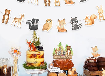 Woodland Animals Banner Baby Shower Woodland Creatures Theme Boys Girls Birthday Party Supplies