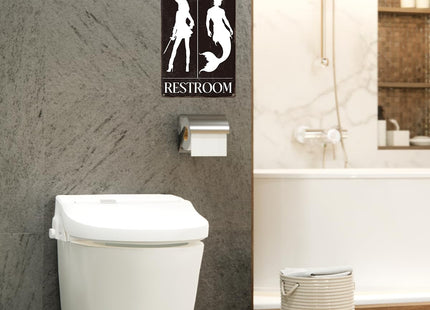 UBIMKW Restroom Metal Tin,Mermaid Nautical Pirate Sign