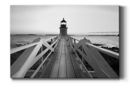 Renditions Gallery Black White Lighthouse Landscape Canvas Wall Art for Home Décor,Marshall Point Lighthouse,Ready to Hang, 18''x 12'', Made in America