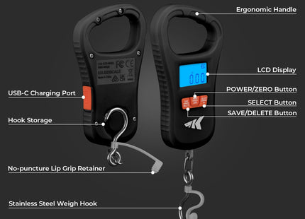 KastKing ToughTide USB Charging Fishing Scale, Fishing Gear, Black