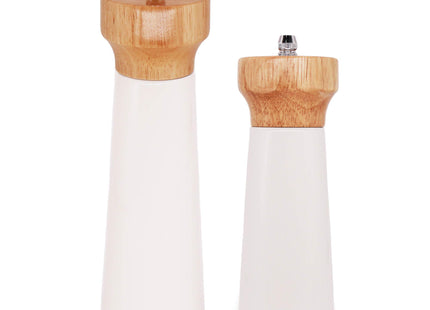 Wooden Salt and Pepper Grinder Set, Sustainable Cherry Wood, Elegant Lighthouse Sea Salt Grinder and Black Pepper Mill Set for Seasoning, Cooking, Dining -By Tessie & Jessie (6“+8”)