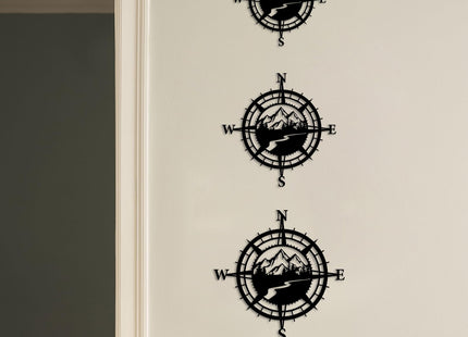 Resama Black Metal Mountain Nautical Compass Wall Decor