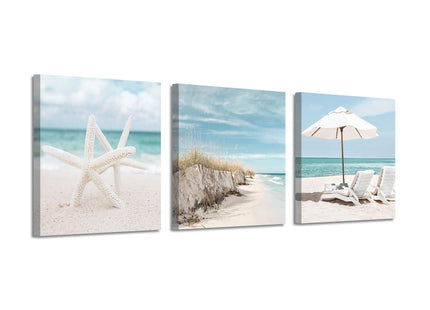 ARTISTIC PATH Coastal Starfish Canvas Beach Chair Wall Art, 12"x12"x3 PCS