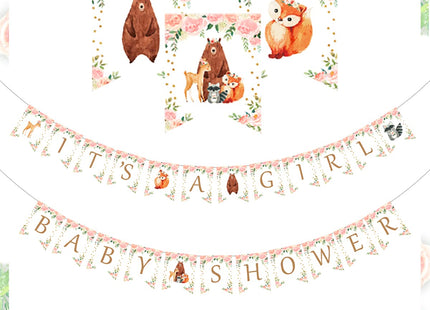 Woodland Baby Shower Decorations Woodland It’s a Girl Baby Shower Banner Forest Animal Garland for Woodland Creatures Birthday Party Decoration Supplies