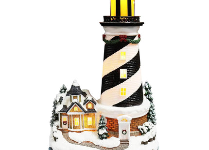 MOMENTS IN TIME 13.7”H Lighthouse - LED Lights, Adapter Included Christmas Village - Hand-Painted Polyresin