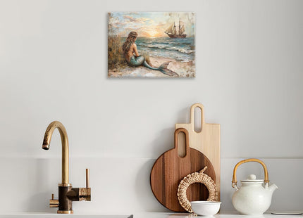 Trulave Mermaids Bathroom Wall Art Beach Ocean Sailboat Picture Decor 16x12
