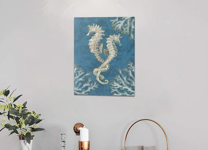 yowecso Seahorse Wall Art Ocean Coastal Decor Canvas Print 16" L x 12" W