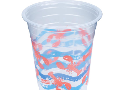 Glad Everyday Clear Plastic Cups, Lobster Waves, 16 Oz, 20 Count