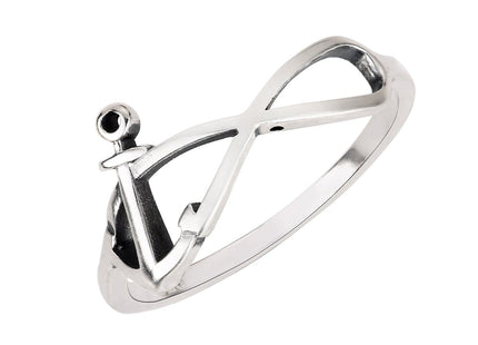CloseoutWarehouse 925 Sterling Silver Infinity Anchor Ring