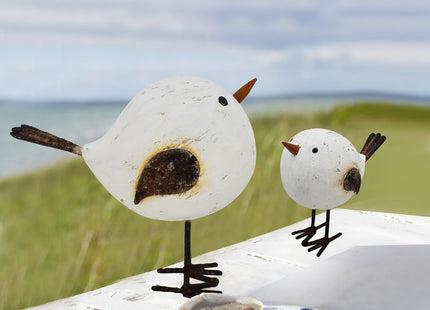 Wood Bird Statue Standing Seagull Nautical Decor Coastal Birds Sculpture