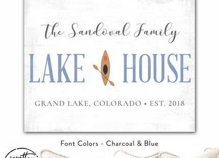 Personalized Family Lake House Canvas Wall Art Custom Fishing Oars