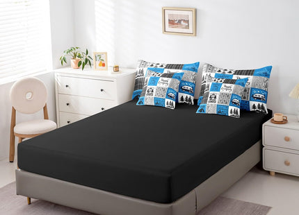 Erosebridal Blue Rv Bedding Set Queen Rustic Camper Bed in A Bag 7 Piece Camping Bunk Accessories for Camper Car Rv Comforter Set for Travel Trailers Country Buffalo Plaid Pine Tree Arrow Bed Set
