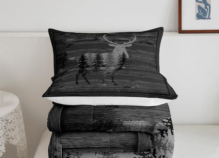 Deer Comforter Set Kids Cabin Deer Hunting Comforter for Boys Teens Antlers Bedding Set Breathable Western Farmhouse Red Brown Duvet Set Room Decor Quilt Set Full Size