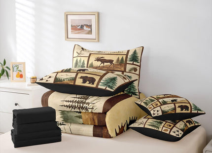Erosebridal Western Rustic Bear Deer 7-Piece Comforter Set