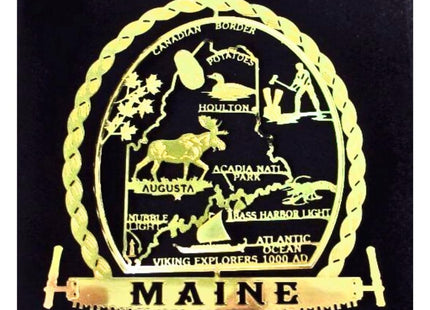 Maine State Brass Christmas Ornament Souvenir Gift