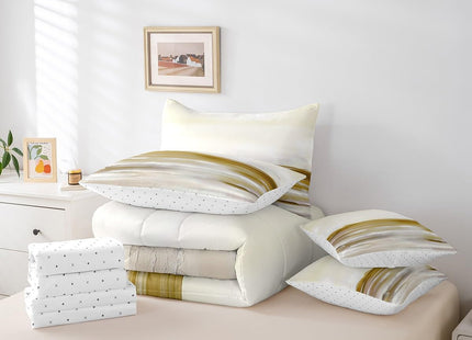 Erosebridal Abstract Beach 7 Piece Comforter Set Set Yellow Oil Twin