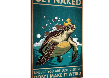 BEASTZHENG Funny Sea Turtle Bathroom Metal Tin Sign Turtle Decor, Ocean Theme Wall Art, Tropical Turtle Bathroom Accessories, Sea Life Tin Sign for Restroom